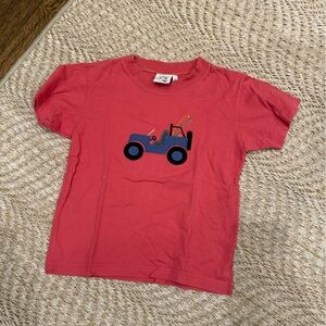 Kids Red T-Shirt with Blue Jeep Design